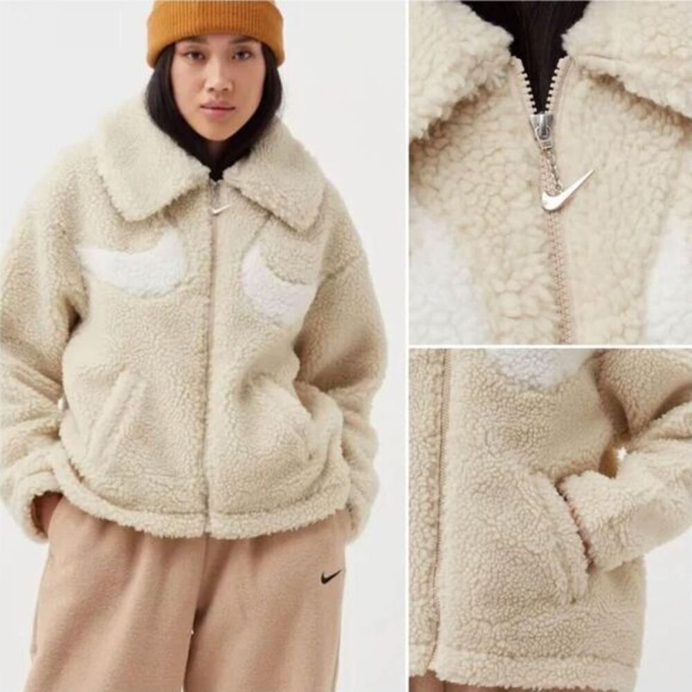 NWT Womens Nike Teddy Sherpa Full Zip Jacket 1XL Big Logo